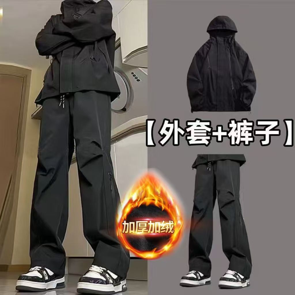 冲锋衣三合一加绒防风防水冲锋套装男春秋冬款美式三防裤户外登山