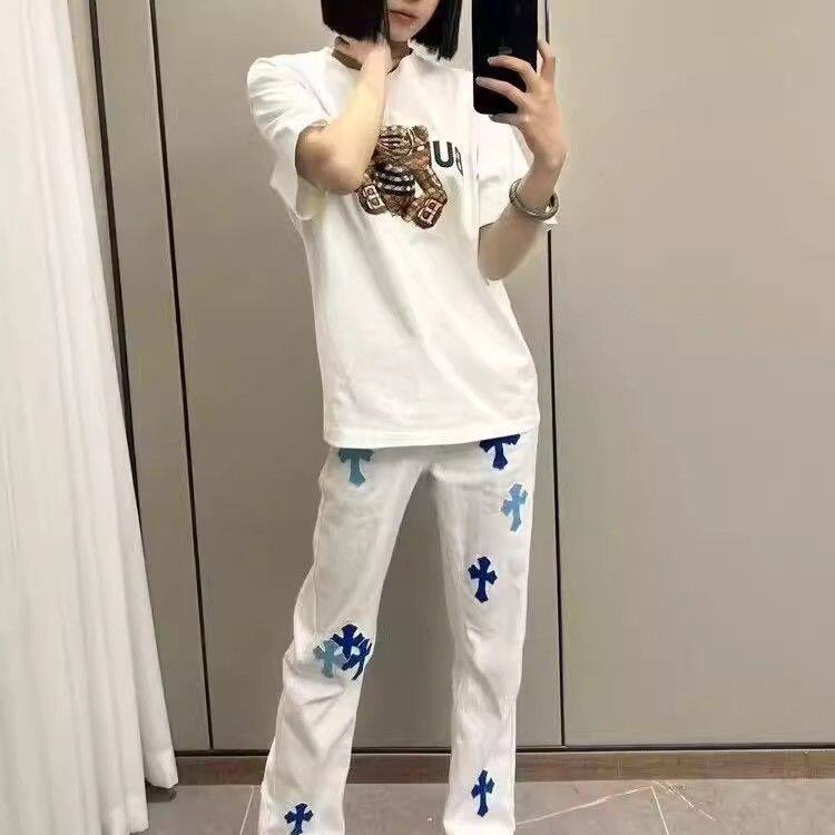 美式轻奢牛仔裤水洗做旧十字架车标贴休闲宽松直筒高街裤子男女,男装,休闲裤,淘宝优惠券,粉丝福利购,淘宝优惠卷