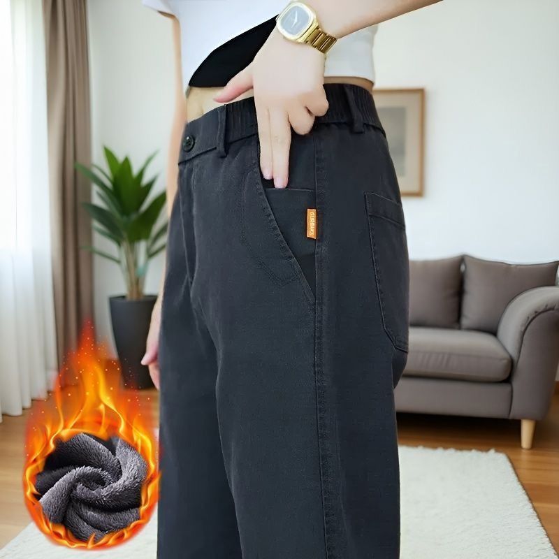 秋冬厚款加绒保暖六兜直筒休闲裤男百搭宽松潮流个性阔腿商务长裤