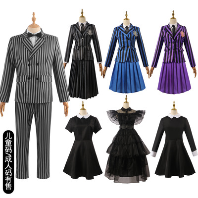 亚当斯一家cos服美剧Wednesday星期三校服cosplay同款万圣节服装