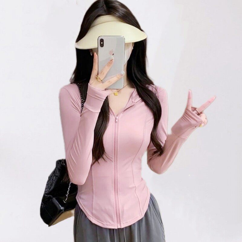 冰丝防晒衣女款2026新款夏季户外修身防晒服薄款瑜伽服开衫短外
