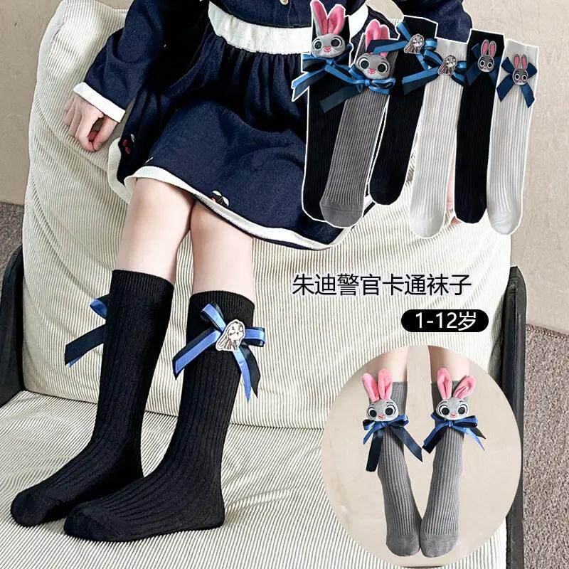 春秋儿童玩偶袜子女童兔子警官公仔夏小腿袜洛丽塔公主长筒袜