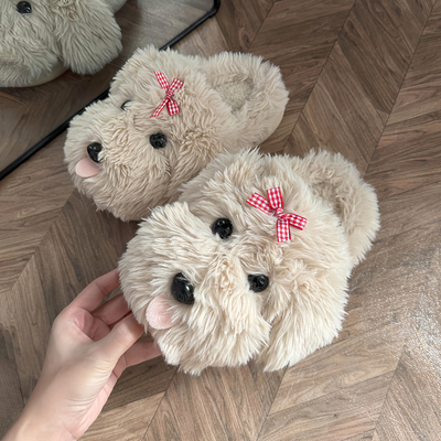 可爱小狗棉拖鞋加绒保暖居家防滑