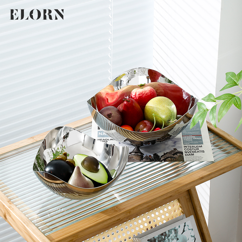 轻奢高端不锈钢果盘客厅简约糖果盆水果盘高端精致干果盆托盘摆件