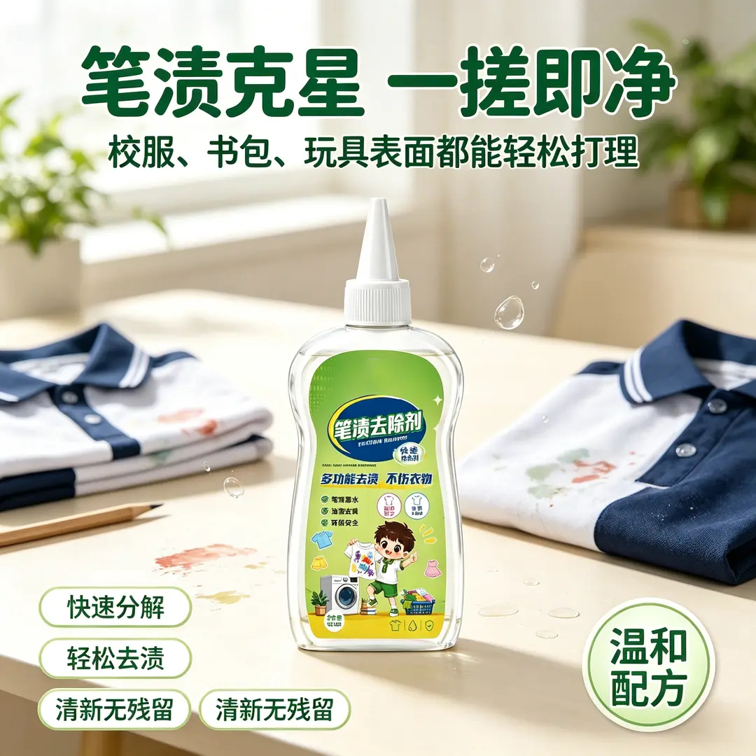 笔渍去除剂快速分解校服表面污渍