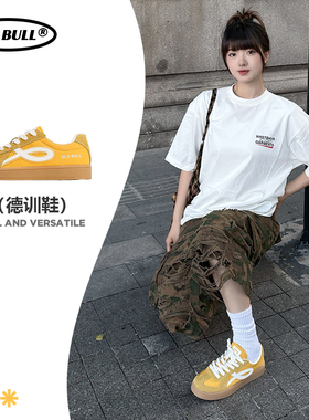 GLO BULL复古德训鞋女鞋2025秋冬轻便黄色百搭板鞋软底休闲阿甘鞋