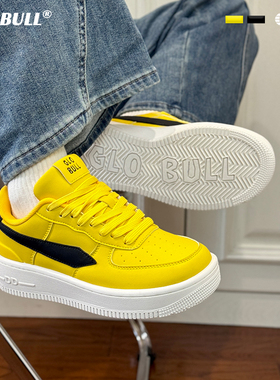GLO BULL情侣板鞋2025新款秋冬季百搭厚底增高女款休闲黄色运动鞋