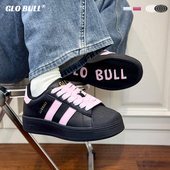 BULL黑色板鞋 运动休闲鞋 女鞋 GLO 2025秋冬季 新款 子贝壳头潮鞋 情侣