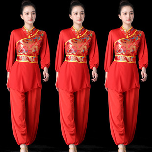 打鼓演出服民族锣鼓队腰鼓大鼓水鼓舞蹈服中国风喜庆龙纹套装新款
