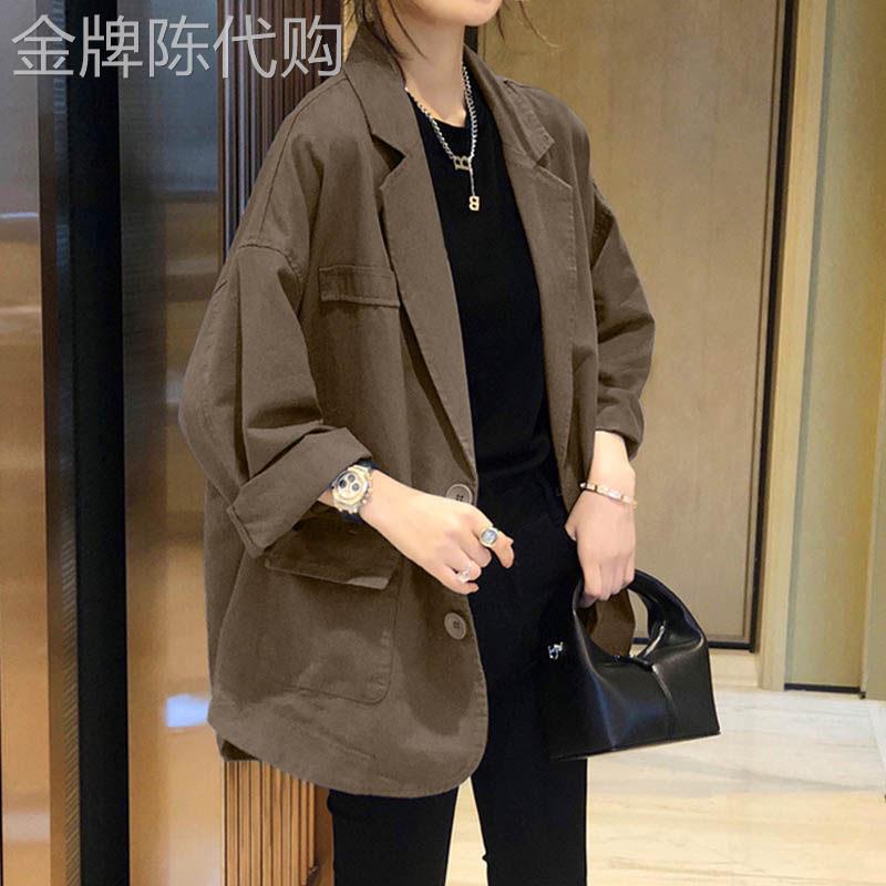 欧洲站休闲薄款小西装外套女春秋款2026新款复古韩版宽松西服上衣