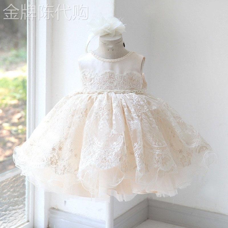 英国next MaxM宝宝周岁礼服女童蓬蓬网纱花童儿童生日蕾丝公主裙