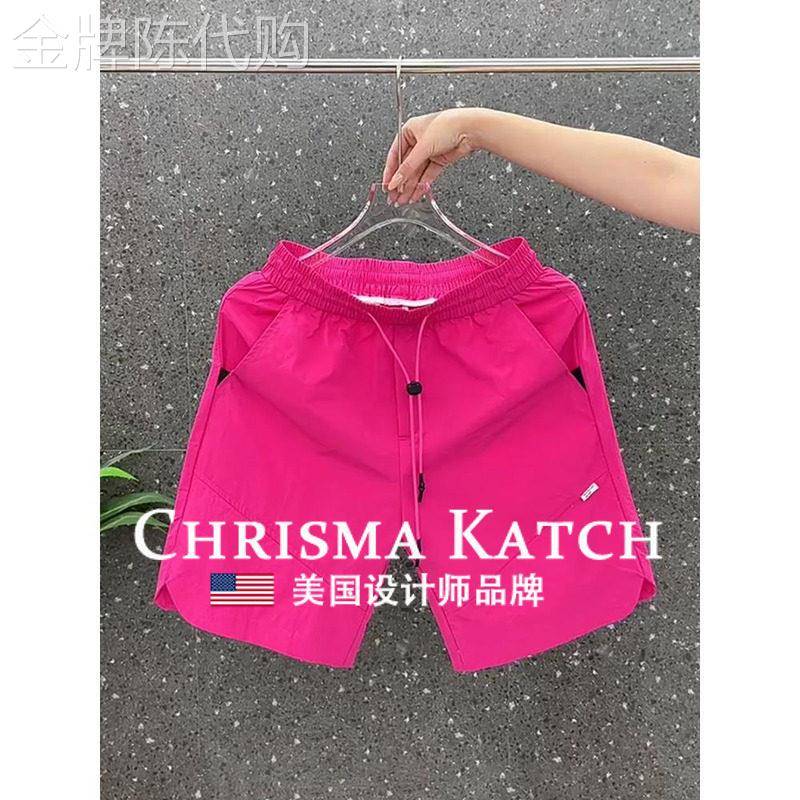 出口美国Chrisma Katch~情侣款五分裤宽松直筒大裤衩速干海滩裤