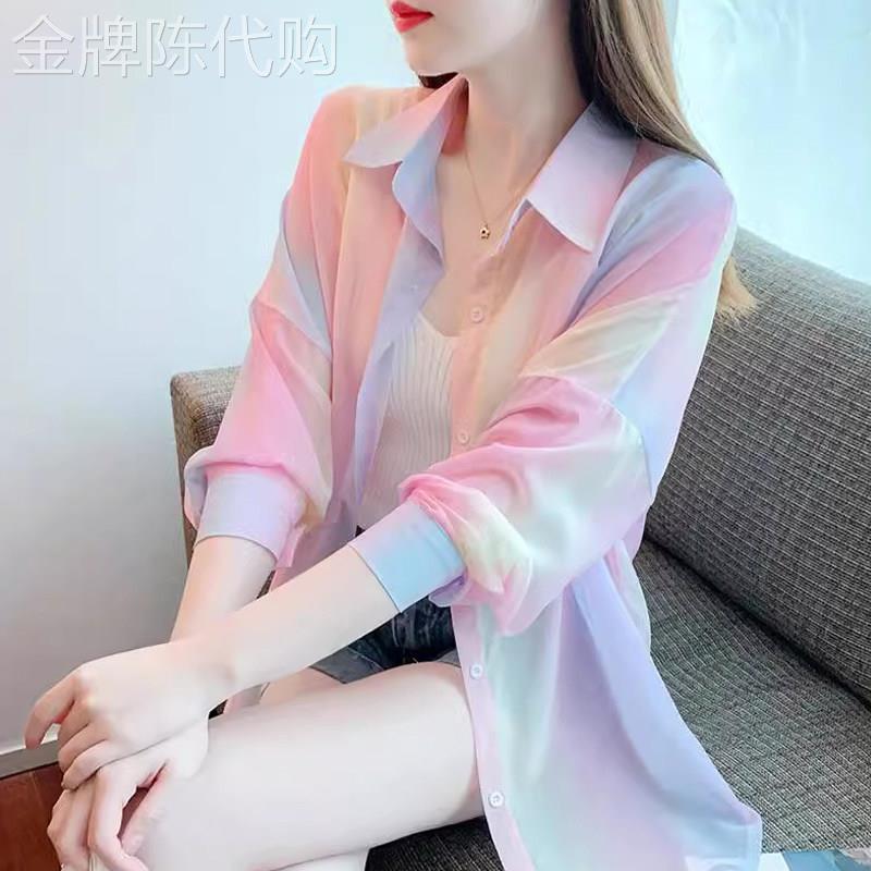 时尚冰丝薄款防晒衣女款2026夏季新款欧货显瘦防晒服雪纺衬衫外套