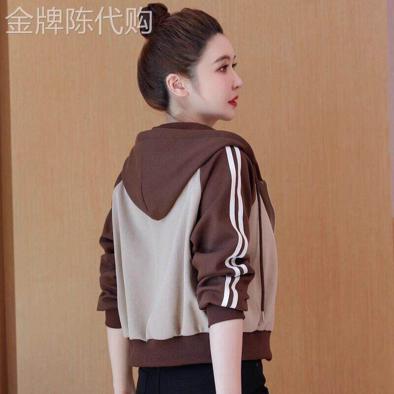 连帽棒球服外套女春秋2026新款宽松短款小个子百搭夹克开衫上衣潮