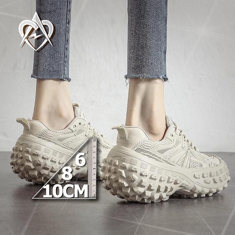 香港十公分10cm12内增高女鞋真皮厚底松糕老爹鞋秋冬季运动跑步鞋