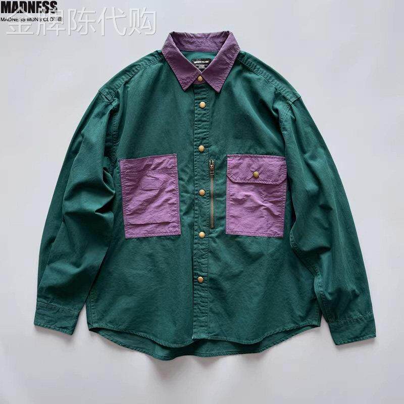 Madness Mdns Clot美式复古撞色拼接长袖衬衫外套男士春季新款潮