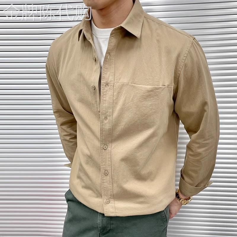 潮牌高级感纯棉长袖衬衫男士春秋季2025新款商务休闲痞帅翻领衬衣