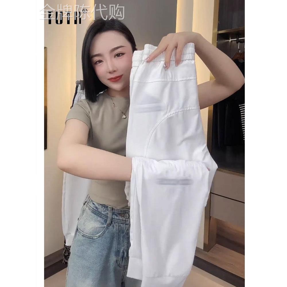 冰丝休闲裤男士夏季薄款潮牌修身束脚运动裤子百搭纯色小脚长裤子