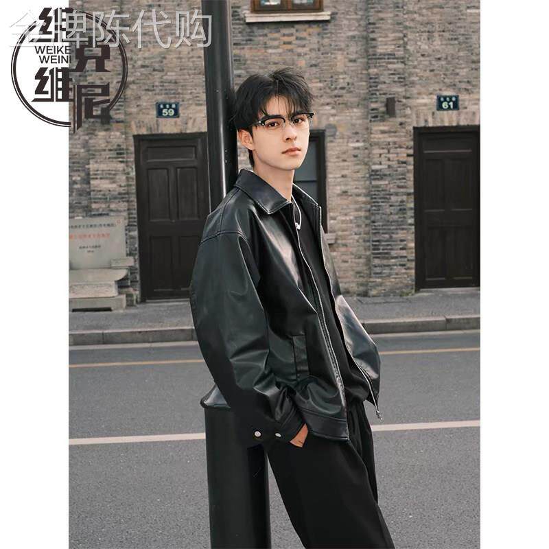 皮衣外套男2025秋冬新款美式潮牌飞行员皮夹克复古休闲帅气机车服