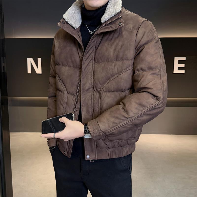 MAROLIO~皮羽绒服男士冬季2025新款潮牌高级感可拆毛领防寒服加厚