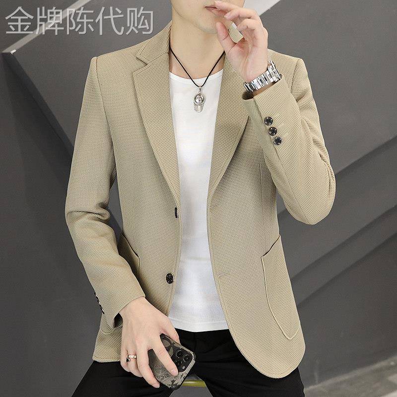 韩版潮流时尚休闲西服外套男士春秋新款修身免烫两粒扣单西小西装