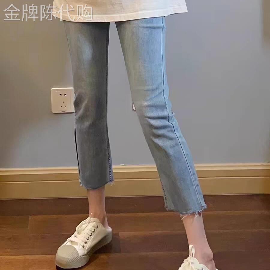 潮牌九分牛仔裤2026新款女士春款直筒八分小个子白色裤子女夏薄款