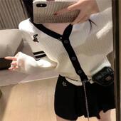 针织开衫 Thom 小狗刺绣上衣2024秋冬学院风四条杠显瘦毛衣外套