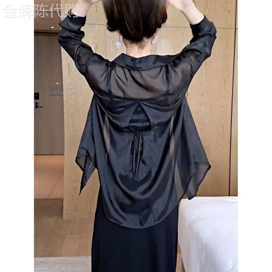 防晒衬衫女夏季薄款2026年新款外搭开衫配吊带裙微透薄纱雪纺上衣