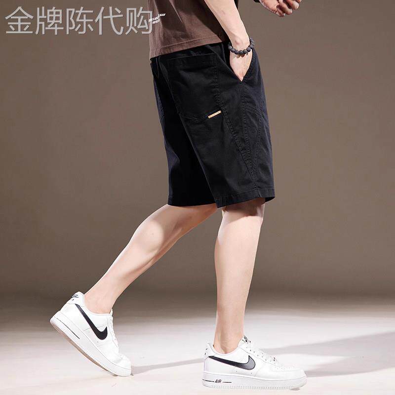 香港纯棉休闲工装短裤男2025夏季薄款潮牌宽松直筒透气五分中裤子