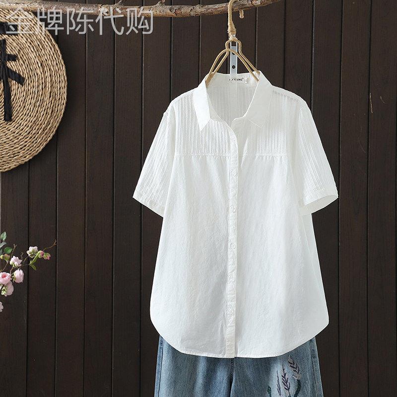 法式白色短袖衬衫女夏季2026新款高级感职业正装宽松显瘦上衣衬衫