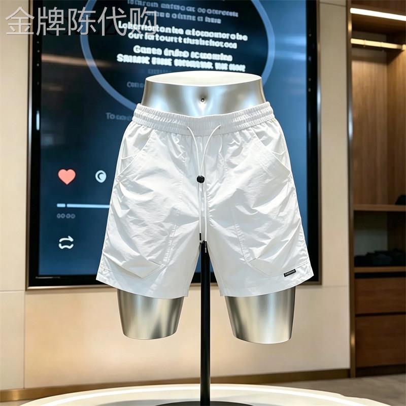 轻奢速干休闲工装短裤男生夏季薄款裤子宽松帅气直筒海滩五分裤