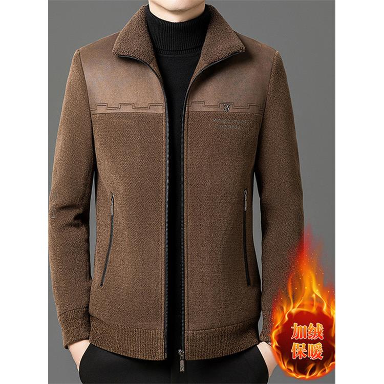 香港2025冬季男士夹克外套休闲立领抓绒上衣加厚保暖羊羔绒加绒