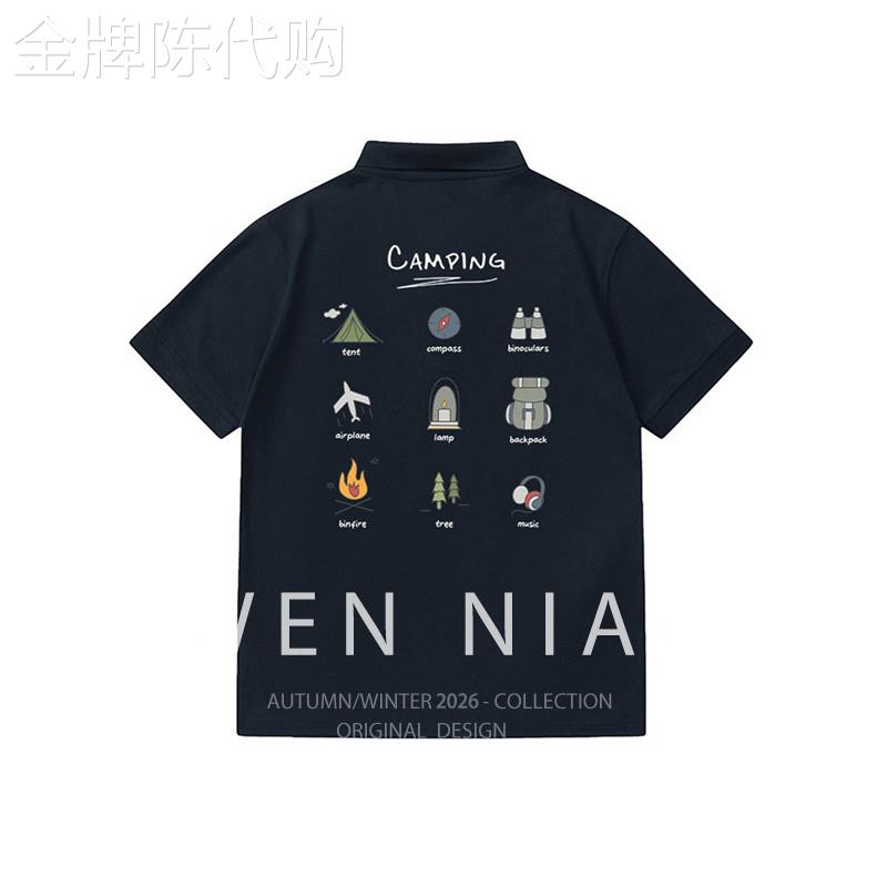 韩国WEN NIAN短袖POLO衫男2026夏季宽松翻领T恤重磅美式衬衫潮牌