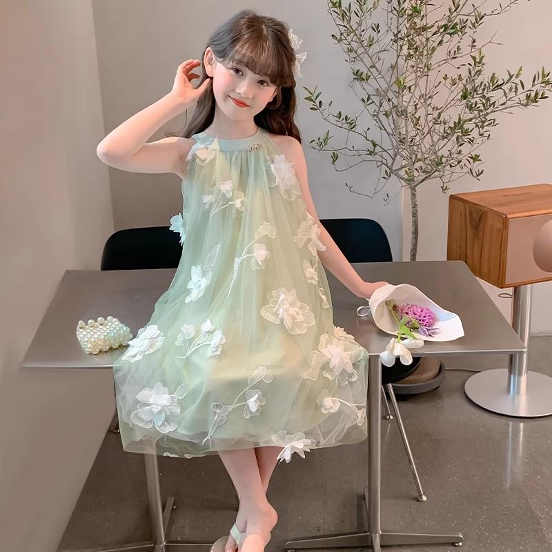 女童连衣裙夏装2025新款洋气儿童夏季公主裙小女孩蓬蓬纱吊带裙子