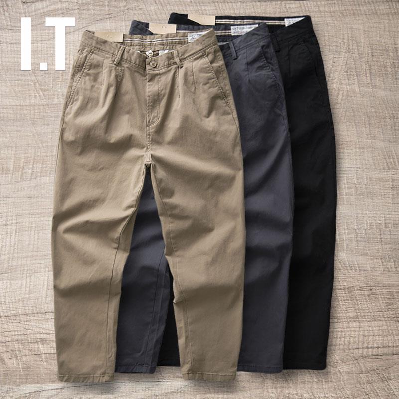 香港潮牌重磅工装裤男阿美咔叽春秋水洗微弹长裤锥形小直筒休闲裤