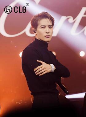 香港CLG潮牌王嘉尔同款半高领羊毛毛衣秋冬季黑色内搭打底衫修身