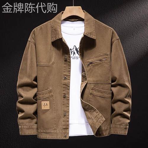 法国品牌高端水洗牛仔外套男士2025秋款复古耐磨宽松夹克衣服外套
