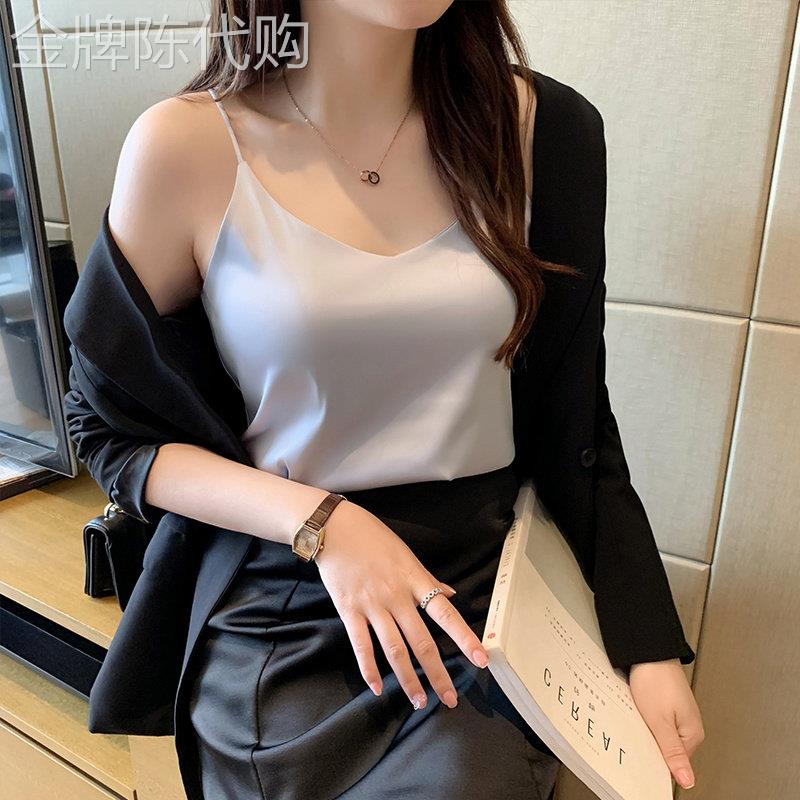 灰色小吊带背心女2026新款春季西装内搭打底外穿性感美背无袖上衣