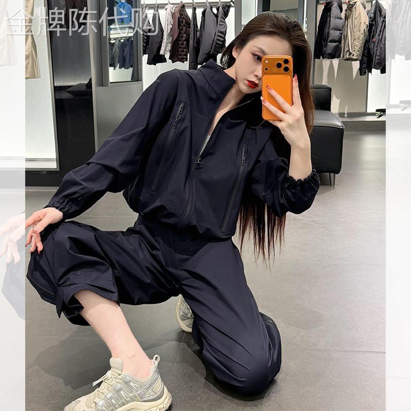 藏青色防晒外套长裤两件套女2026年春季新款高级感休闲运动风套装