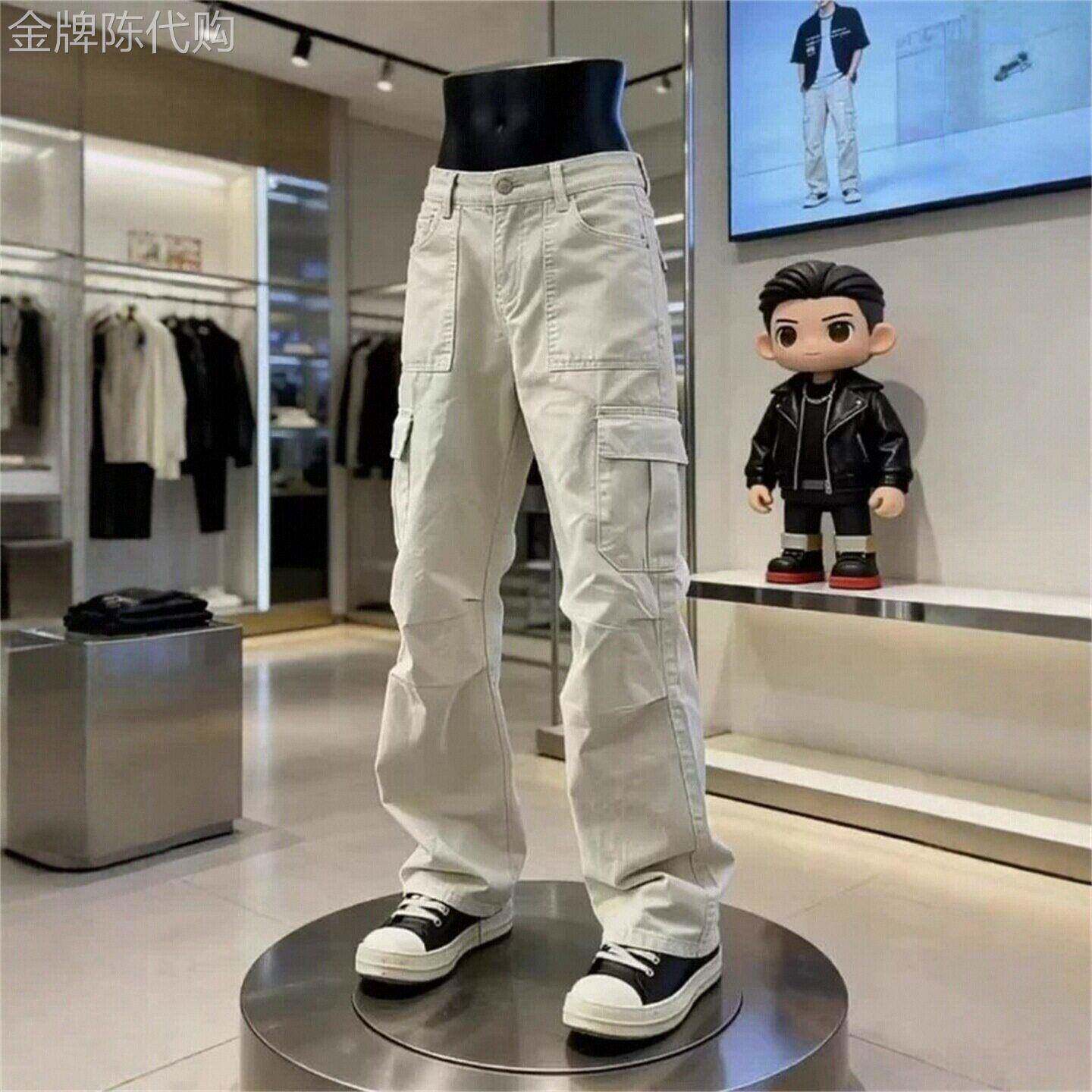 高端美式复古多口袋工装裤男士2026新款春夏季薄款褶皱休闲裤男款