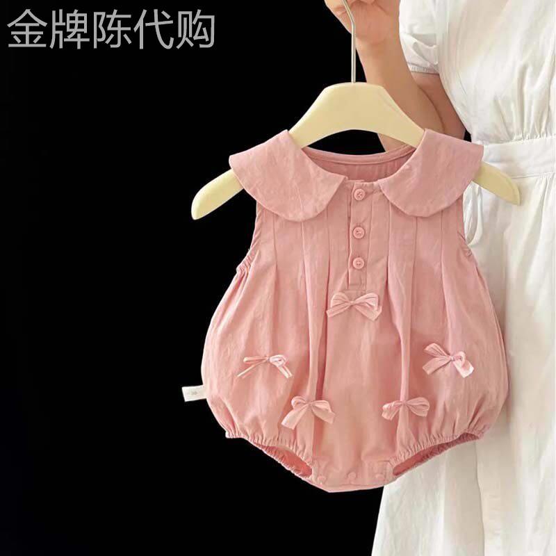 法国BADNUT女宝宝三角哈衣2026新款婴儿包屁衣儿童连身衣夏季薄款