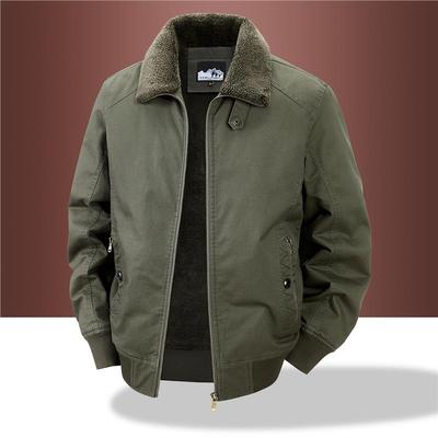 MAROLIO~羊羔绒棉衣外套男冬季加绒加厚美式休闲工装飞行夹克棉服