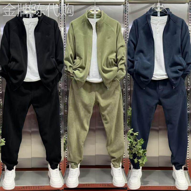 奥利绒开衫卫衣卫裤套装男士秋冬季潮牌痞帅休闲运动保暖宽松一套
