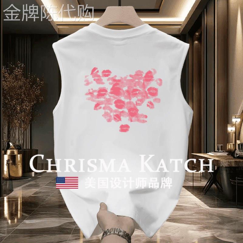 出口美国Chrisma Katch~纯棉背心男士夏季运动健身宽松无袖男生