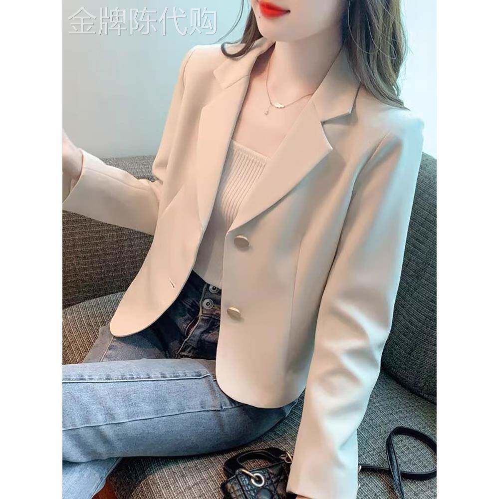 潮牌短款小西装外套女2025春秋新款小个子休闲气质设计感职业西服