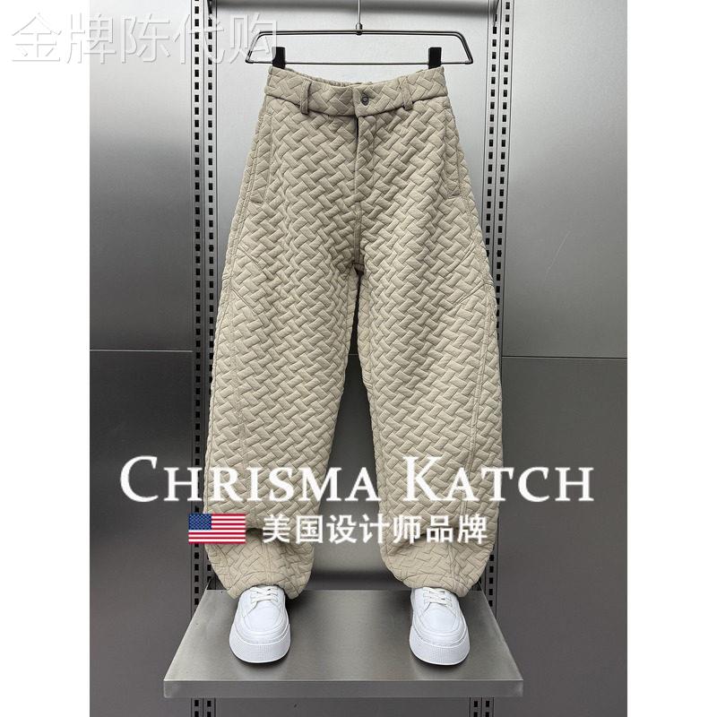 出口美国Chrisma Katch~菱格休闲裤宽松直筒阔腿裤百搭痞帅长裤