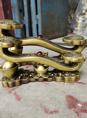 黄铜招财家居元宝如意摆件大号