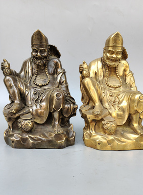 黄铜客厅活佛济公降龙罗汉摆件