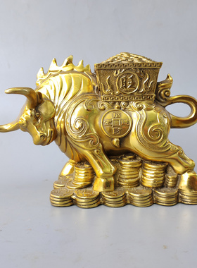 黄铜十二生肖牛招财进宝铜牛桌面