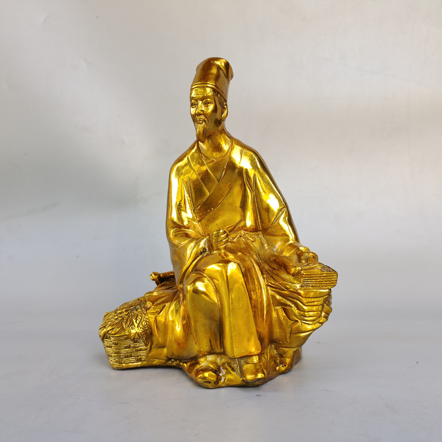 黄铜中式诊所李时珍铜像桌面摆件